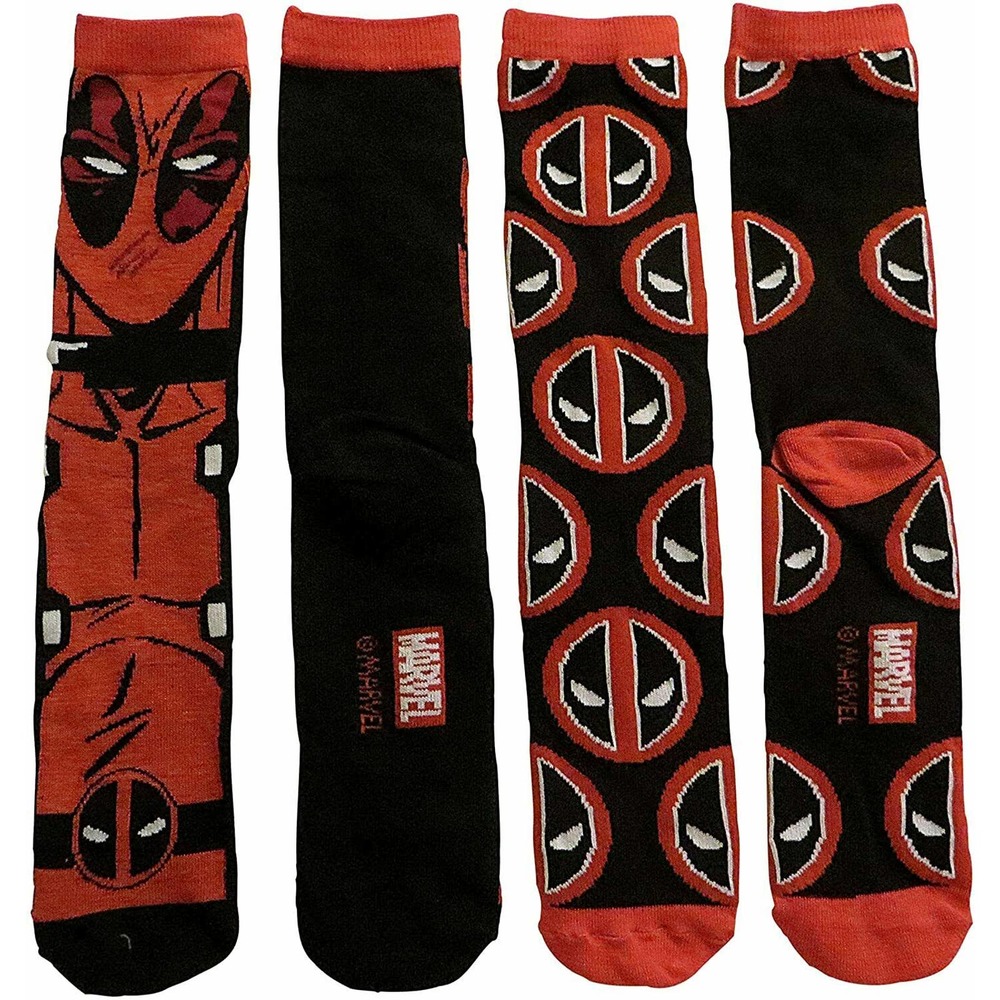 Deadpool Men's Marvel Comics 2 Pack Crew Socks (Shoe Size 6-12)